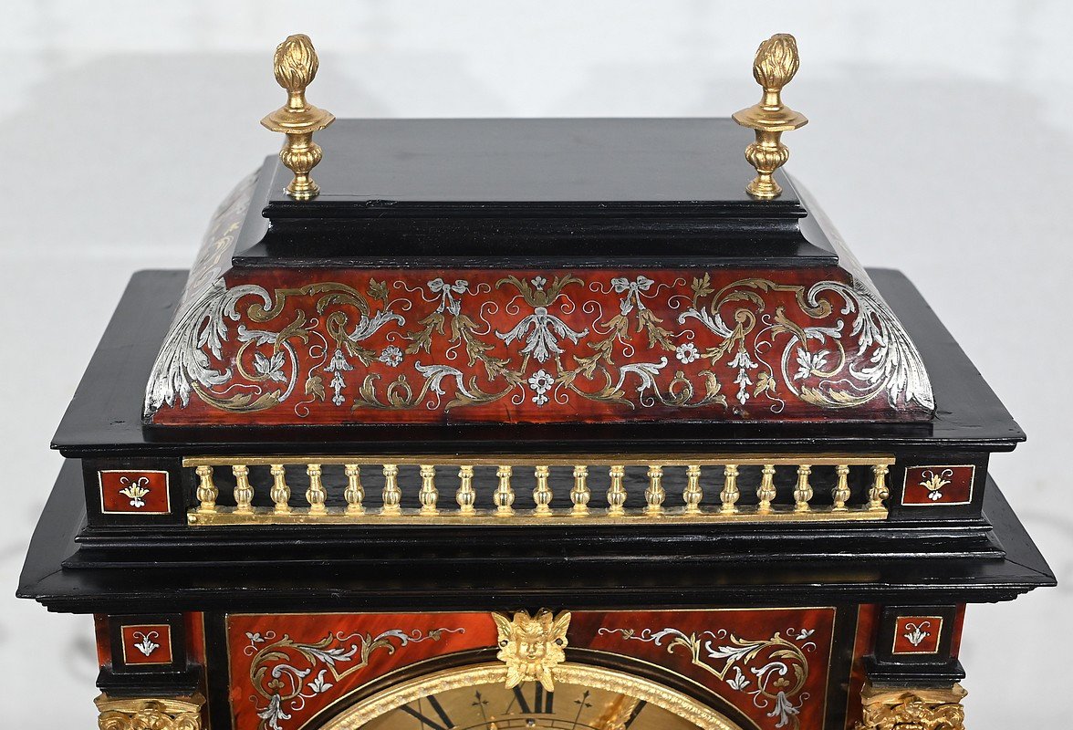 Pendulum In "boulle" Marquetry Called Religious, By L. Leroy & Cie, Napoleon III Period - Mi-photo-3