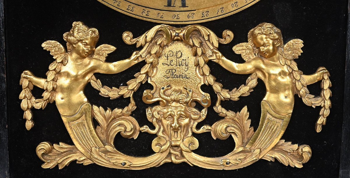 Pendulum In "boulle" Marquetry Called Religious, By L. Leroy & Cie, Napoleon III Period - Mi-photo-1