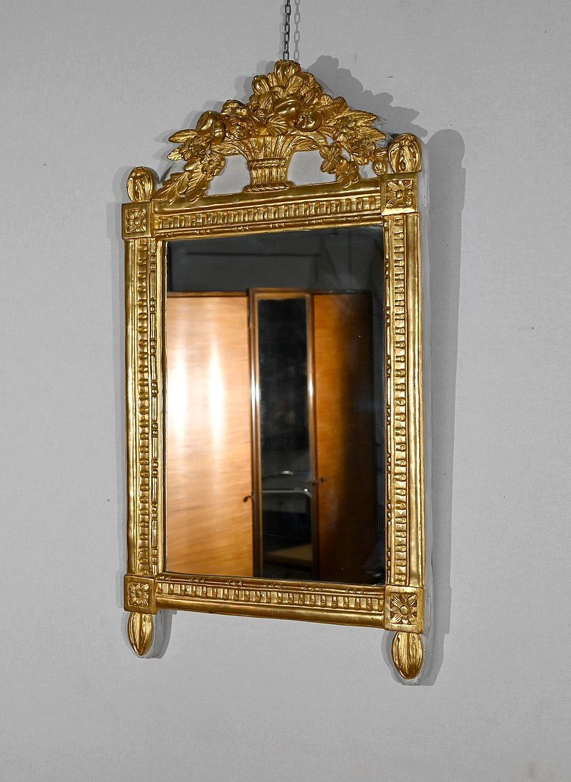 Fronton Mirror In Golden Wood, Louis XVI Style - Early 20th Century-photo-3