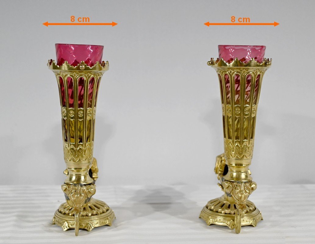 Pair Of Bronze Rython Vases - 1st Part Nineteenth-photo-7