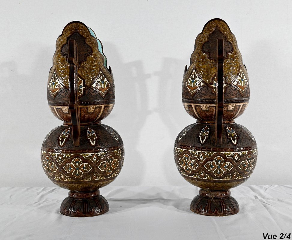 Important Cloisonné Ceramic Vases, Hispano-moorish - Late Nineteenth-photo-5