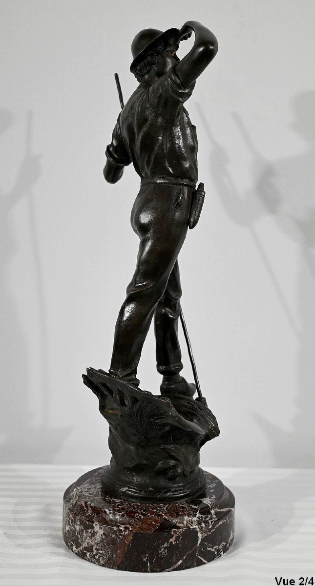 Bronze "the Reaper", Signed E.aizelin - 2nd Part Of The Nineteenth-photo-2