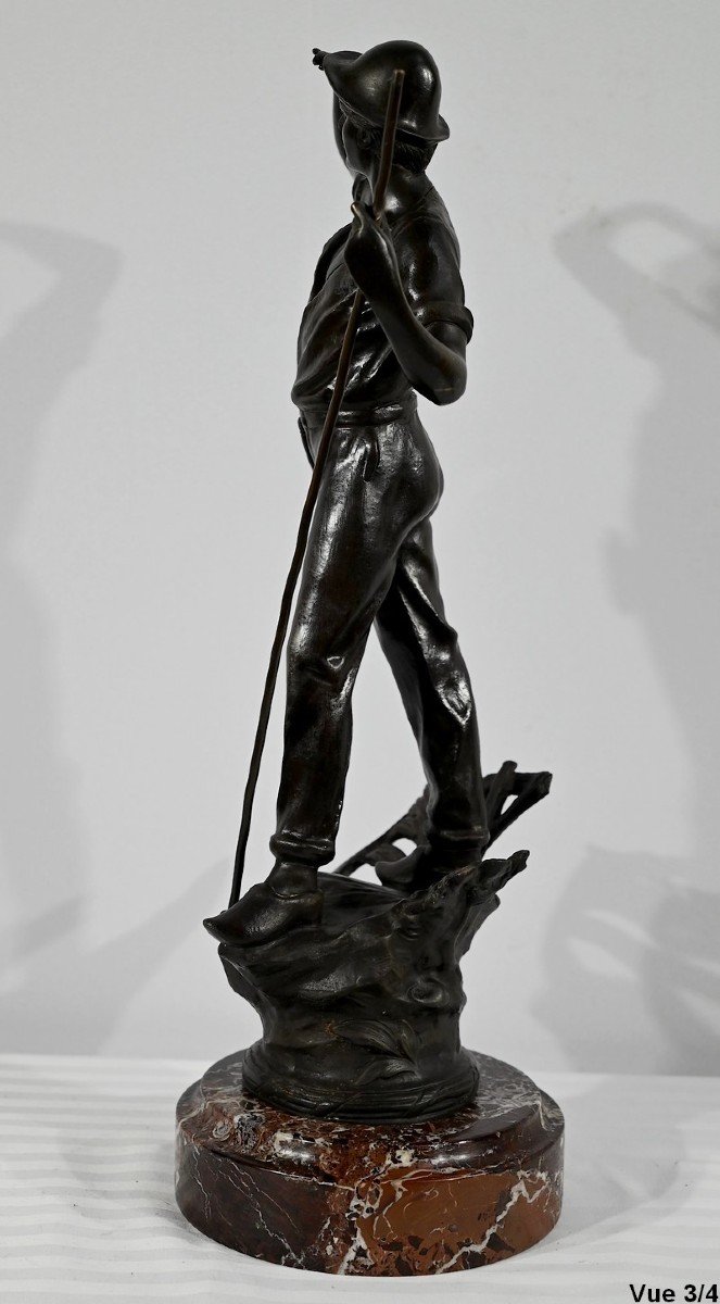 Bronze "the Reaper", Signed E.aizelin - 2nd Part Of The Nineteenth-photo-3