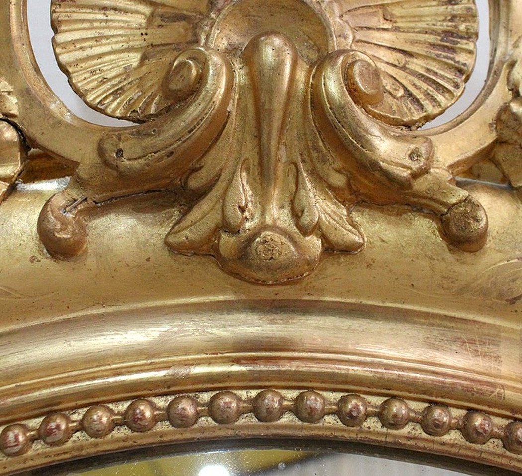 Mirror In Golden Wood, Napoleon III Period - Nineteenth-photo-1