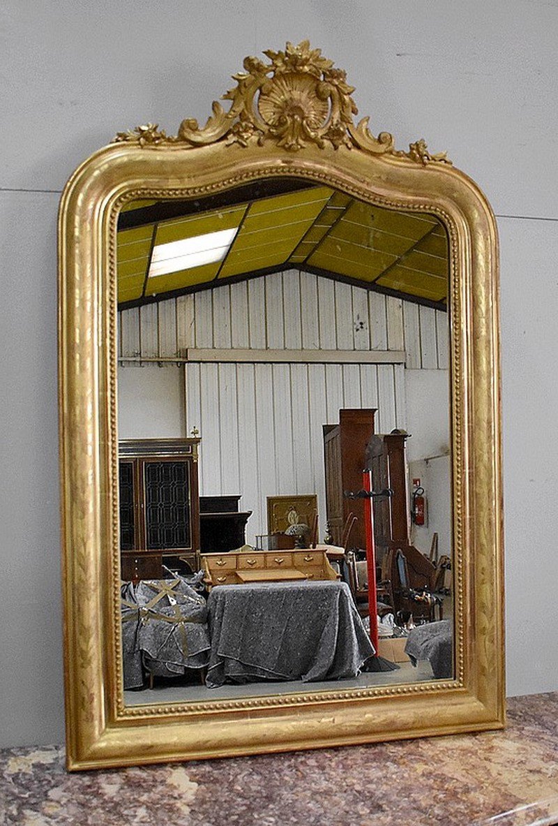 Mirror In Golden Wood, Napoleon III Period - Nineteenth