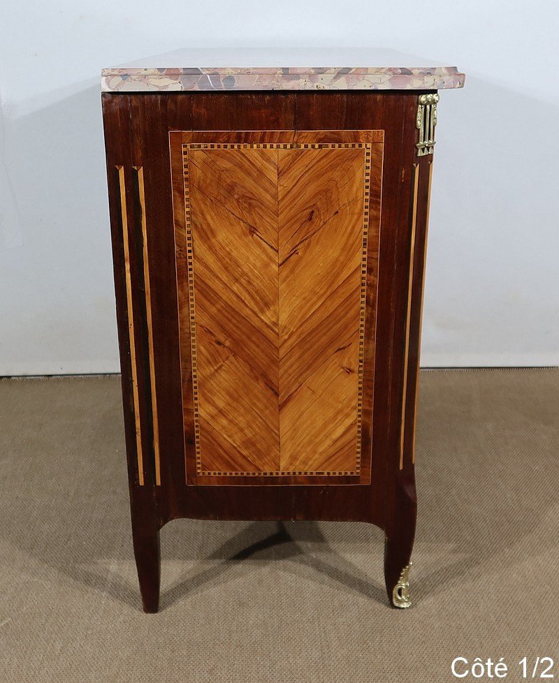 Small Commode In Precious Wood Marquetry, Stamped Cm. Magnien, Louis XVI – XV Period-photo-2