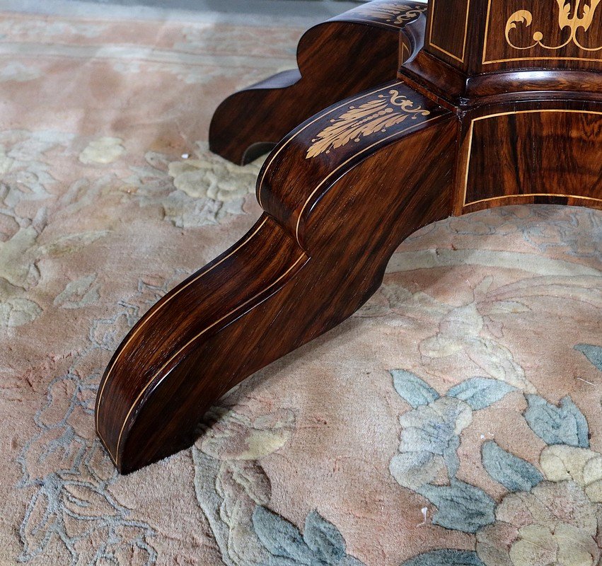 Oval Pedestal Table In Rosewood, Charles X Period - Early 19th Century-photo-2