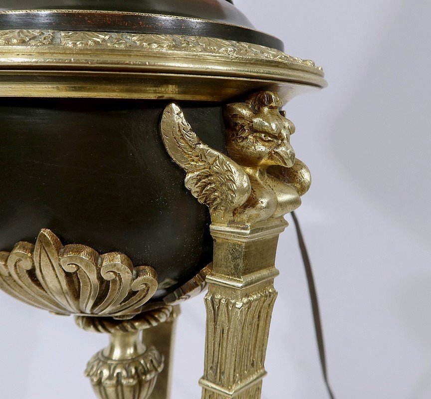 Cassolette En Bronze Montée En Lampe, époque Empire – Début XIXe-photo-2