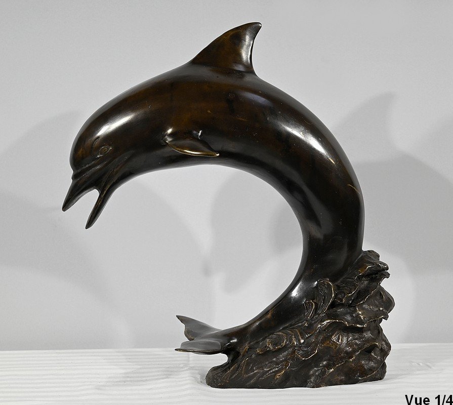 Important Bronze « Le Dauphin » - Milieu XXe-photo-1