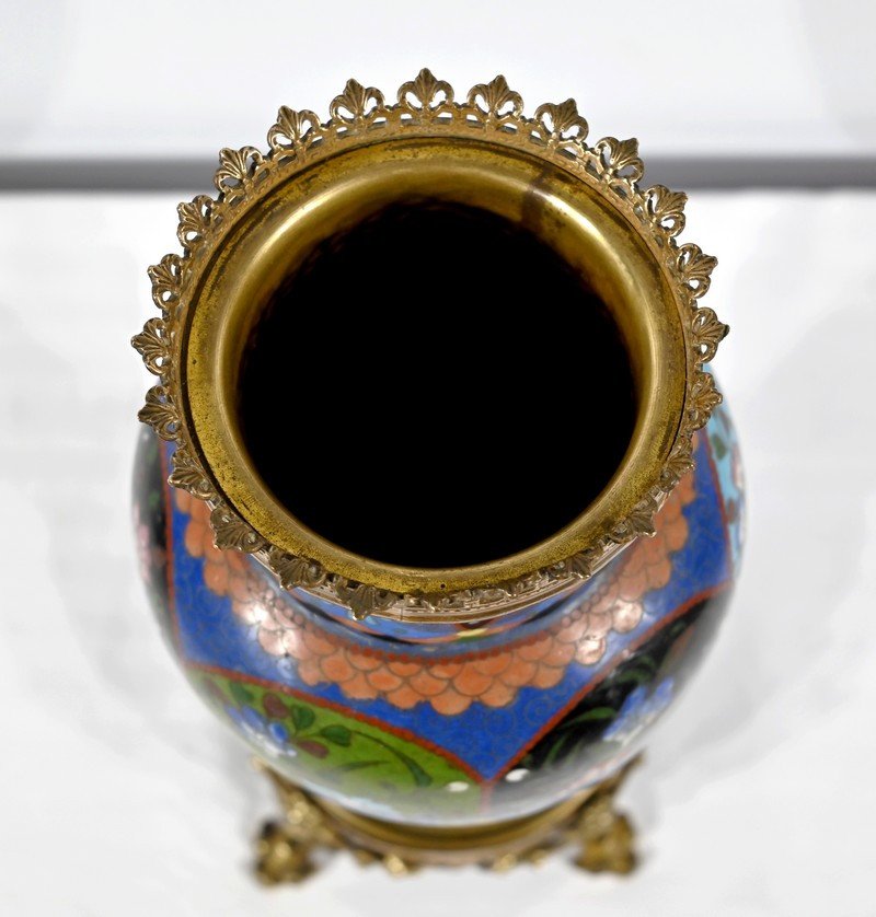 Vase In Gilt Bronze And Enamels - Late Nineteenth-photo-1