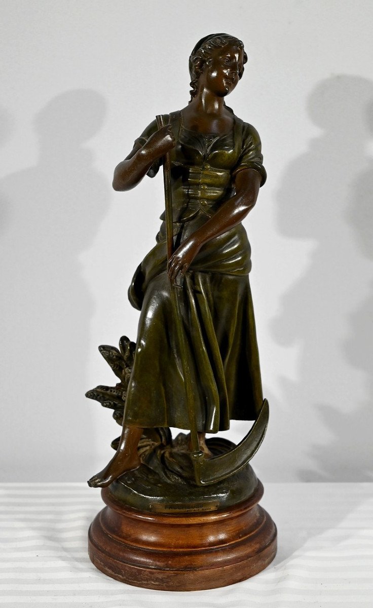 Spelter "faucheuse", Signed Aj.scotte - Late 19th Century