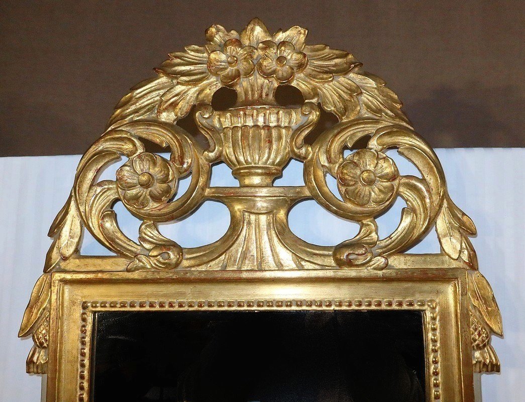 Miroir En Bois Doré, Style Louis XVI – Début XXe-photo-3