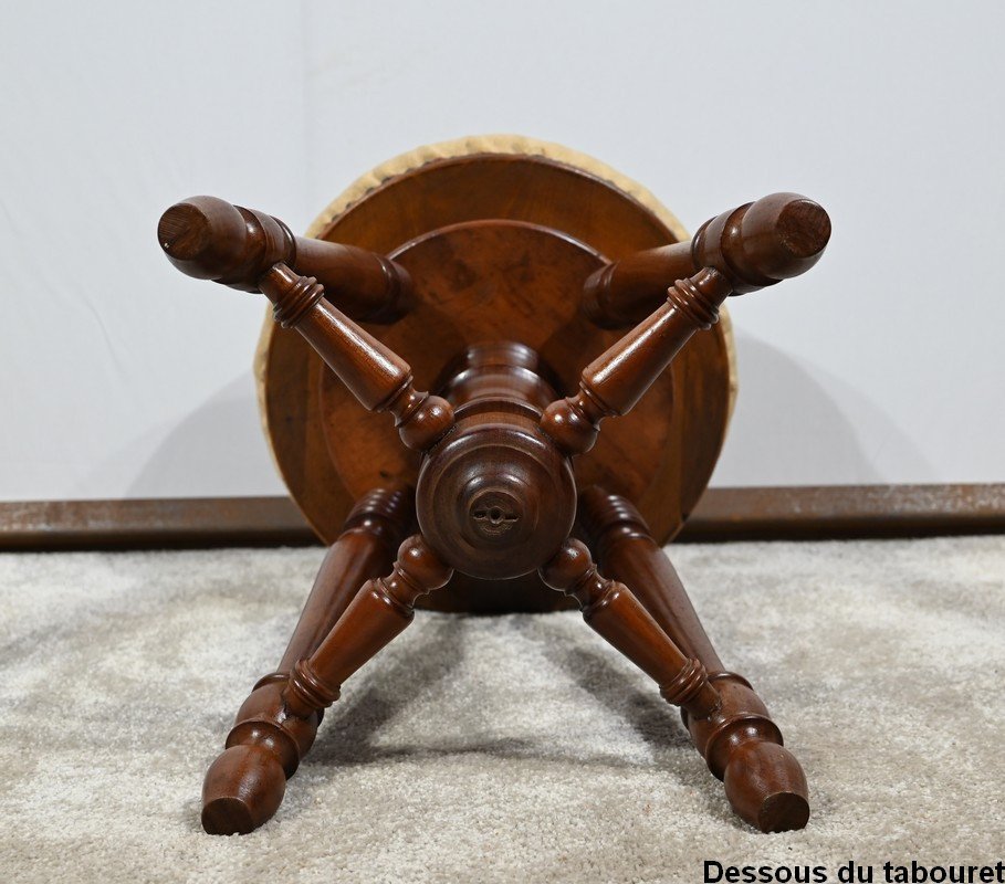 Piano Stool In Solid Walnut - Late Nineteenth-photo-8