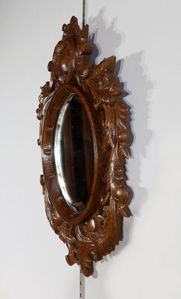 Mirror In Solid Oak, Rocaille Style - Early Twentieth-photo-2