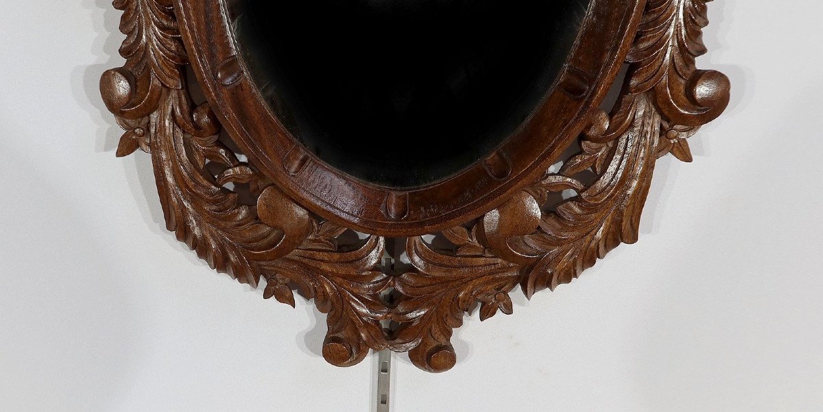 Mirror In Solid Oak, Rocaille Style - Early Twentieth-photo-3