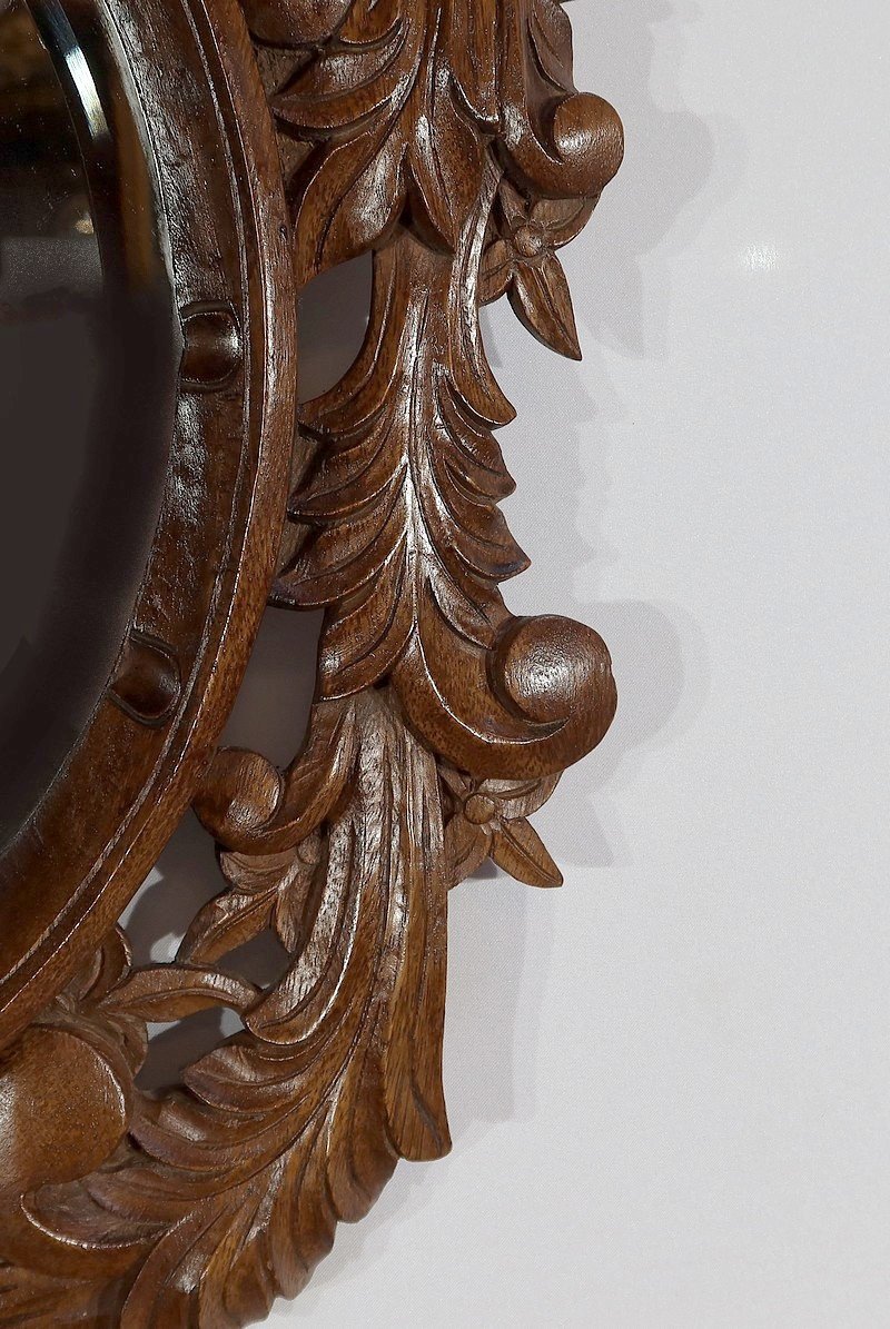 Mirror In Solid Oak, Rocaille Style - Early Twentieth-photo-5