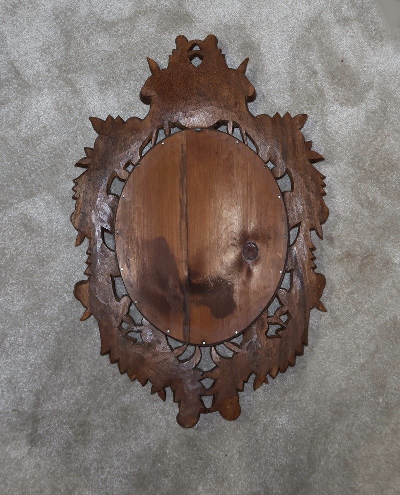 Mirror In Solid Oak, Rocaille Style - Early Twentieth-photo-7