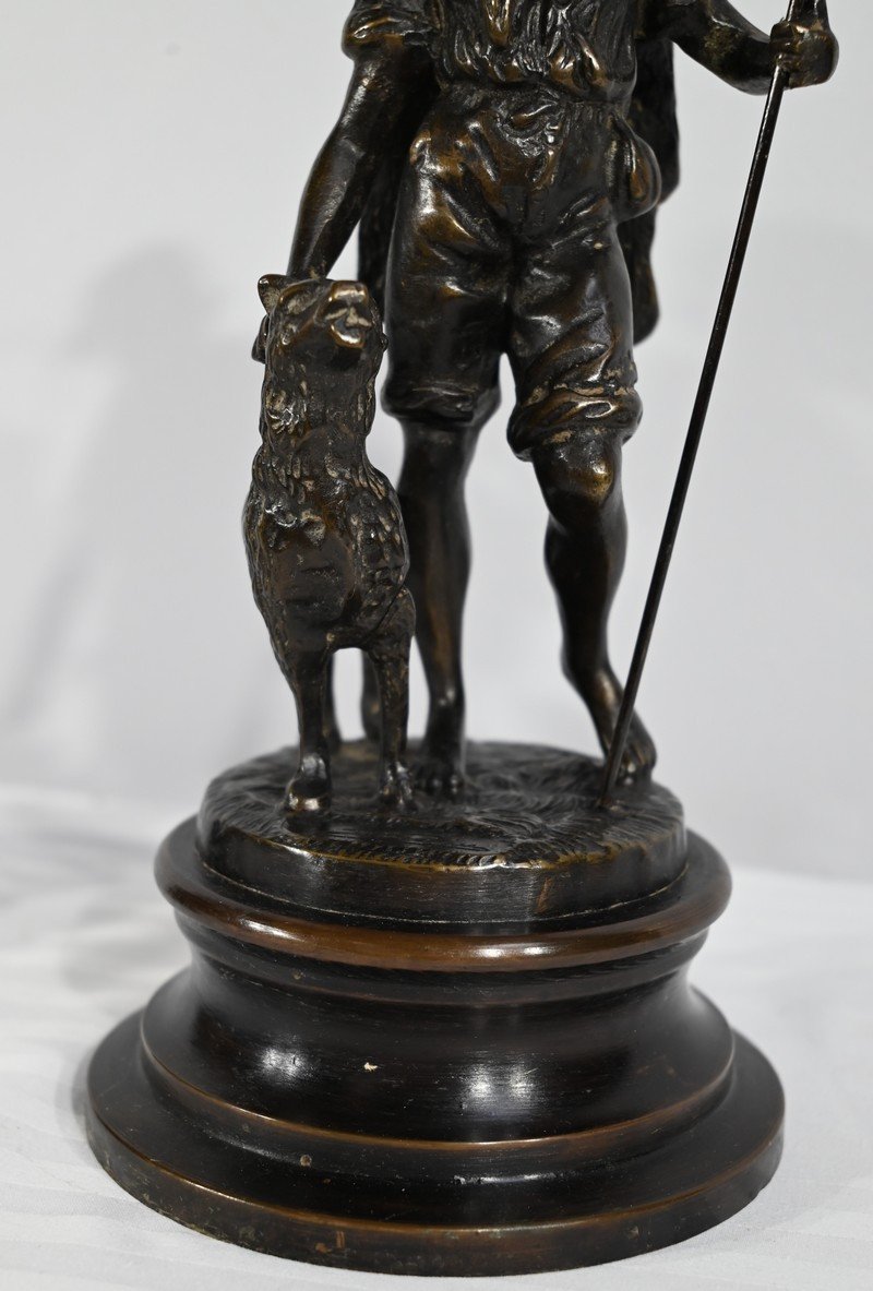 Bronzes "the Shepherd And The Shepherdess", Signed Laurini, After L & F. Moreau - Early 20th Century-photo-4