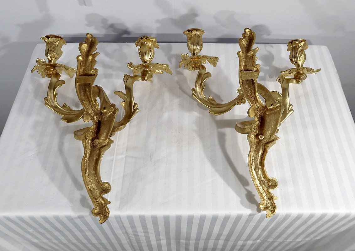 Four Bronze Sconces, Louis XV Style, Napoleon III Period - Mid-19th Century-photo-7