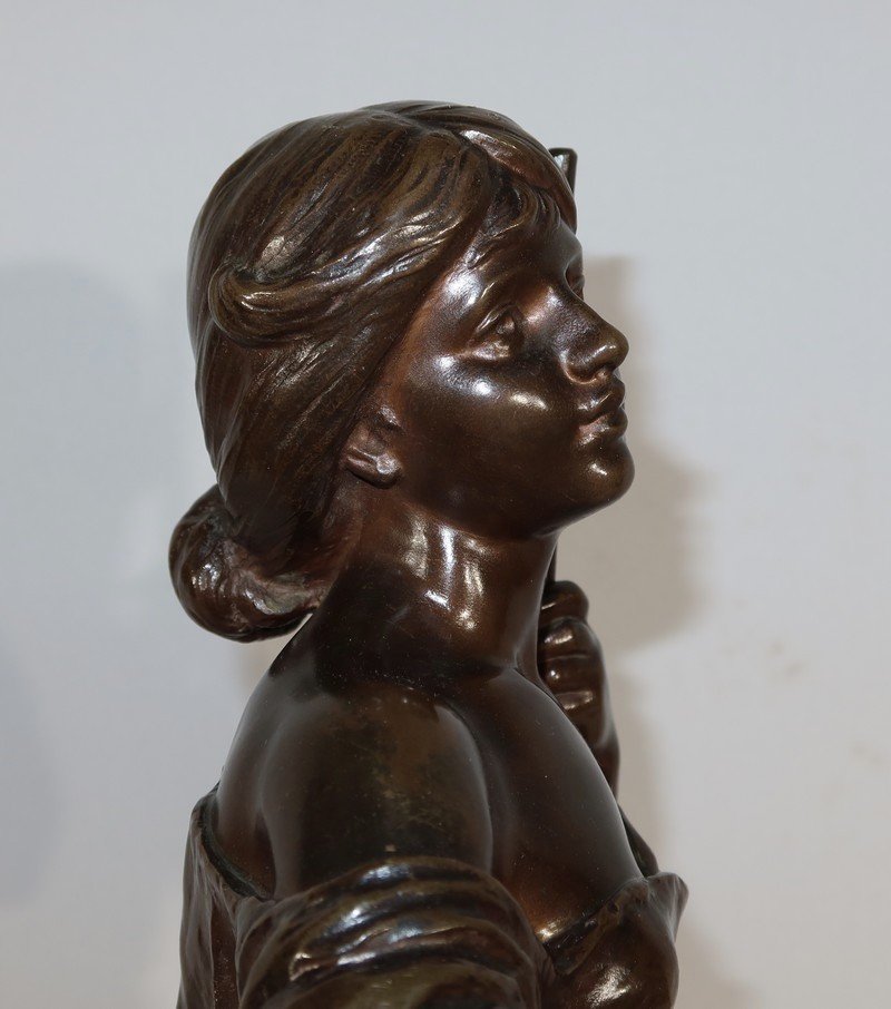 Important Bronze "young Peasant Woman", Signed H. Moreau - 2nd Part Nineteenth-photo-6