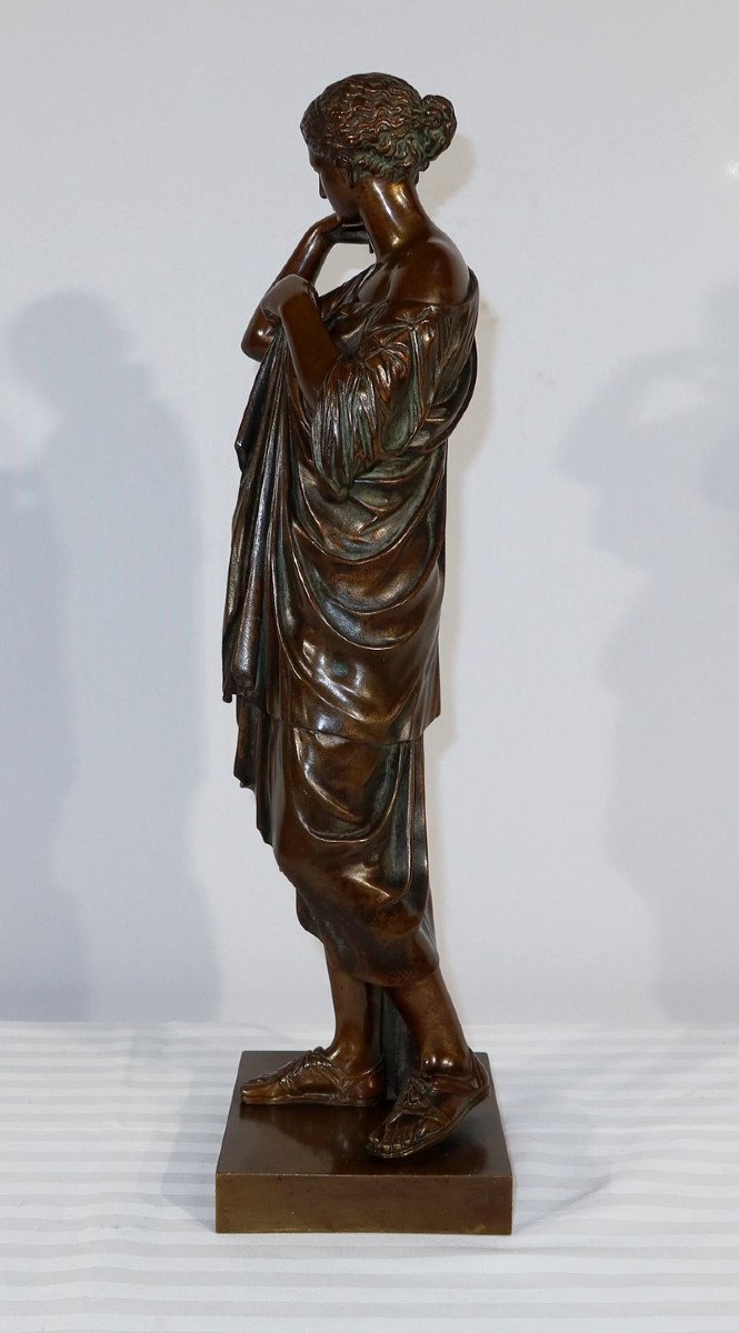 Bronze « diane De Gabies » d’après Praxitèle, Signé C. Sauvage – Début XIXe-photo-3