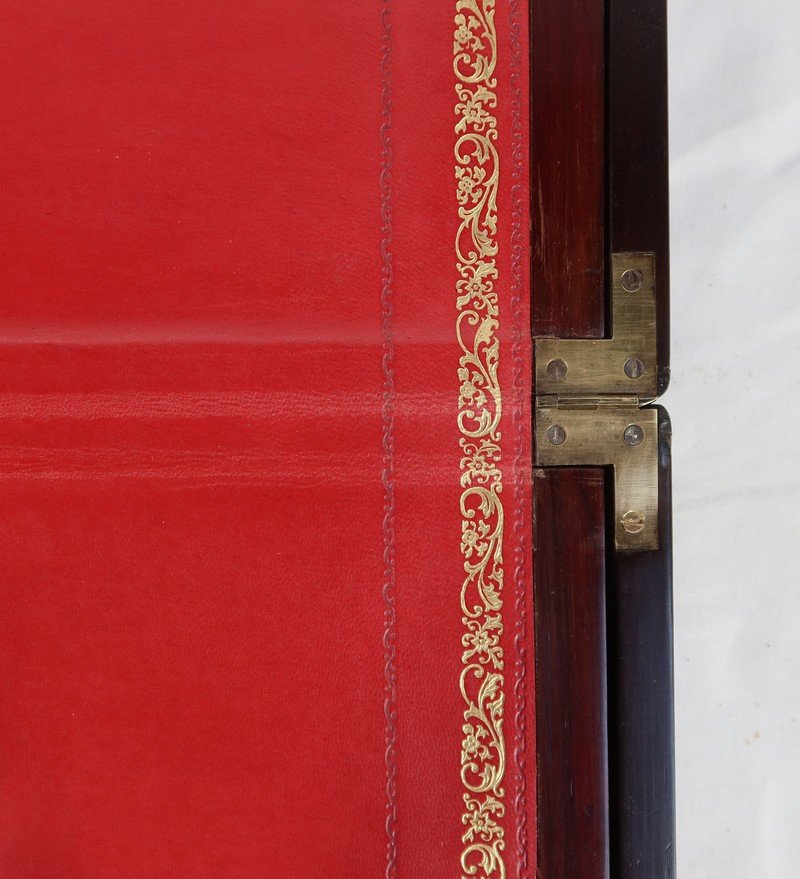 Travel Writing Desk In Precious Wood And Bone And Brass Inlays, Napoleon III Period-photo-7