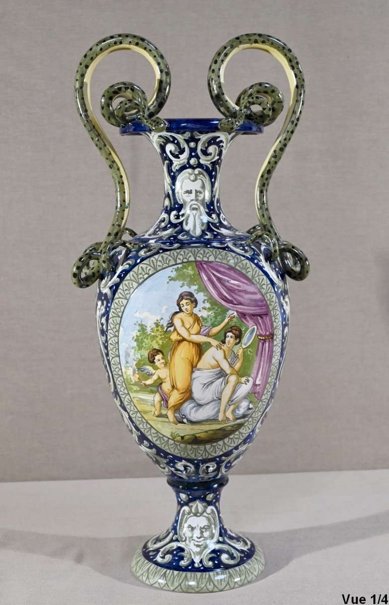 Important Earthenware Vase, Renaissance Style – 2nd Part 19th Century-photo-3