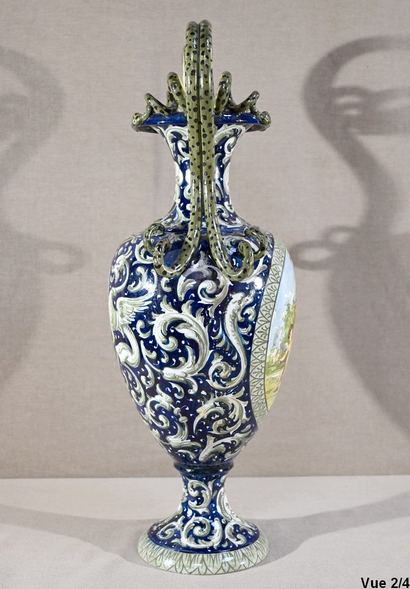 Important Earthenware Vase, Renaissance Style – 2nd Part 19th Century-photo-3