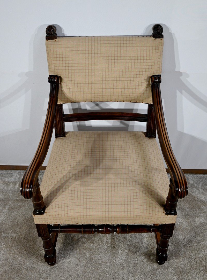 Walnut Armchair, Called Bout De Table, Renaissance Style – Late 19th Century-photo-2