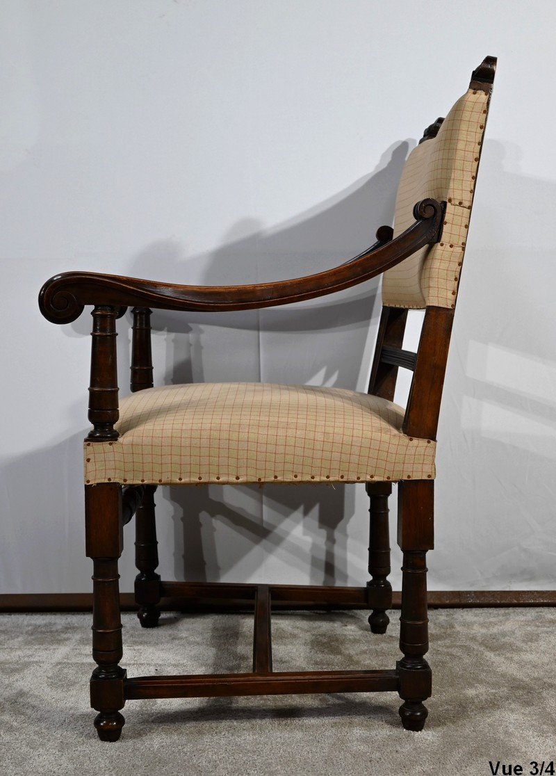 Walnut Armchair, Called Bout De Table, Renaissance Style – Late 19th Century-photo-5