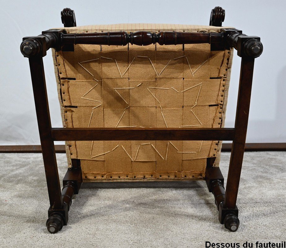 Walnut Armchair, Called Bout De Table, Renaissance Style – Late 19th Century-photo-8