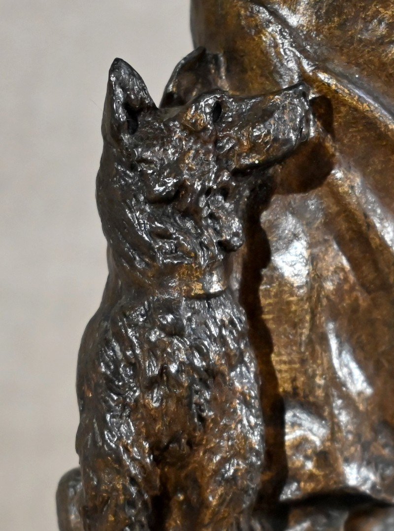 Bronze « Le Berger Et Son Chien », Signé G.omerth – Début XXe-photo-1