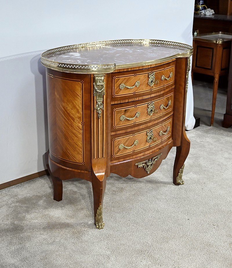 Kidney Commode In Precious Wood, Louis XIV / Louis XV Transition Style – Late 19th Century-photo-2