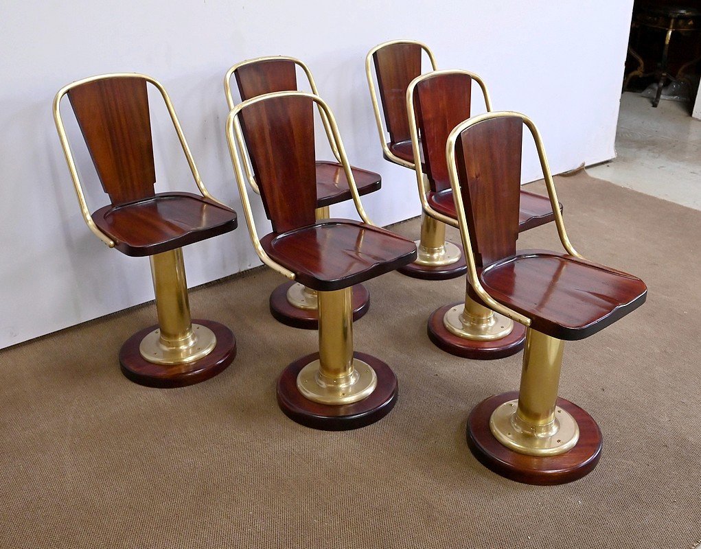 Rare Suite Of Six Liner Chairs, England – Early 20th Century-photo-4