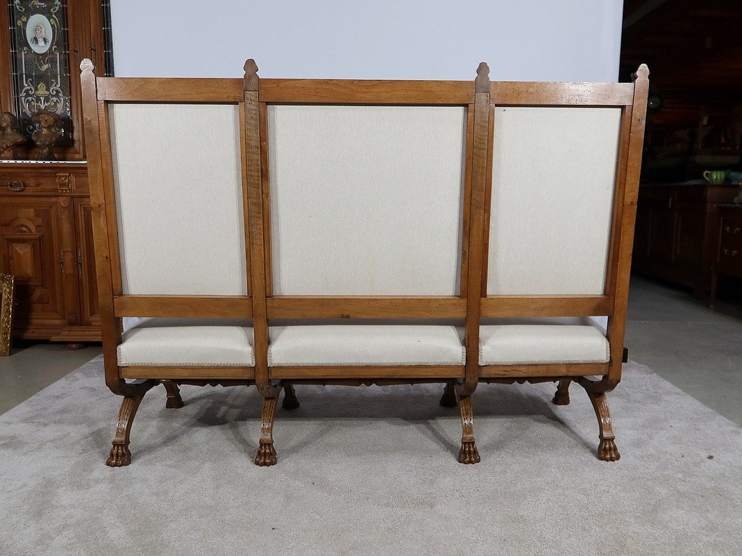 Rare Solid Walnut Bench, Renaissance Style – Late 19th Century-photo-6