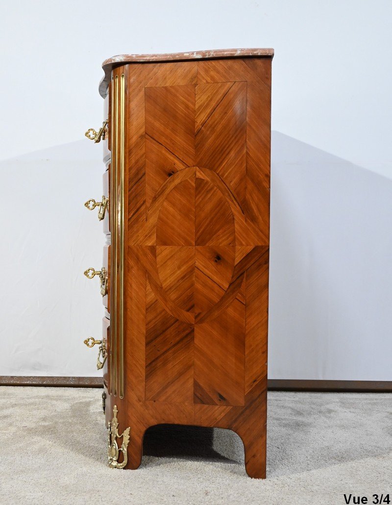 Small Between-tombs Chest Of Drawers In Violet Wood And Rosewood, Louis XIV Style –-photo-7