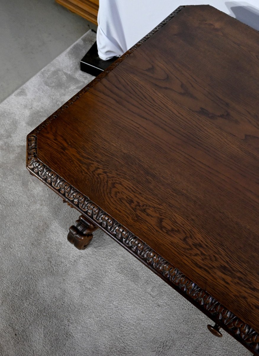 Oak Desk Table, Gothic Renaissance Taste – Late 19th Century-photo-4