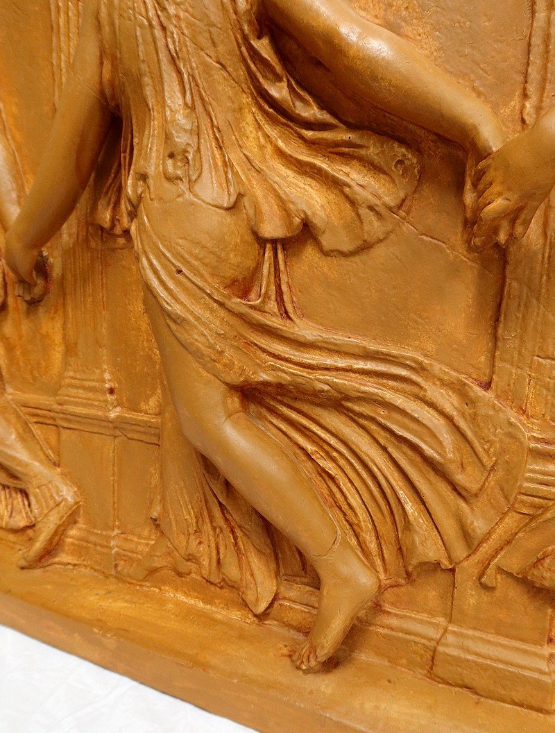 Sculpture Haut-relief En Plâtre, « Danseuses De Borghèse » – XIXe-photo-3