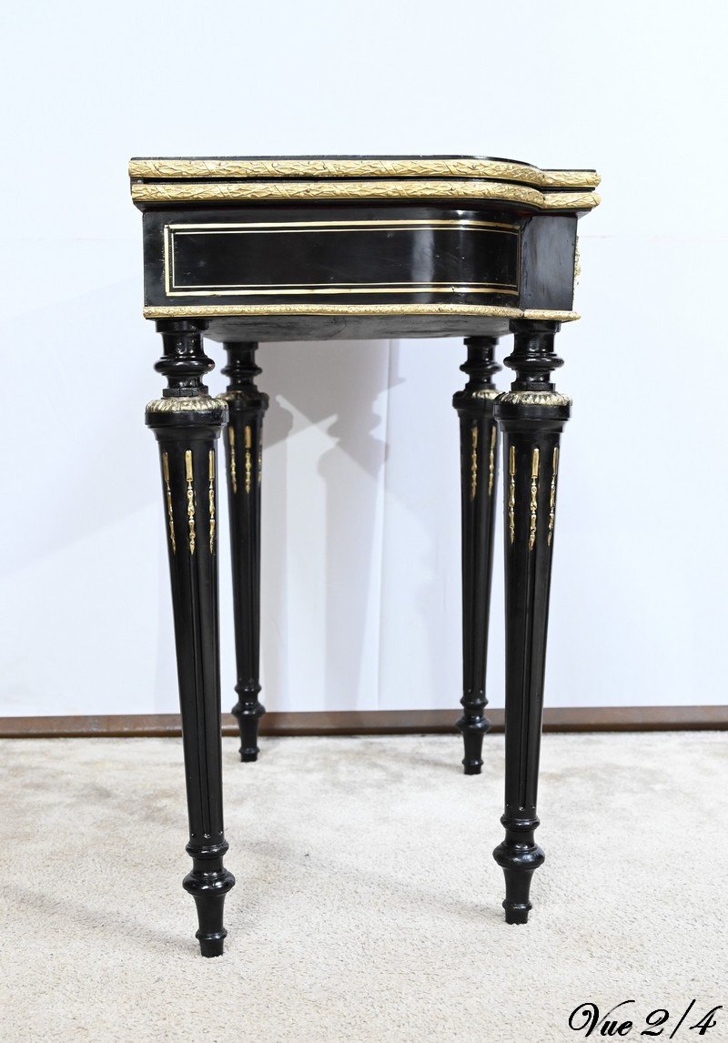 Console Games Table In Blackened Wood, Napoleon III Period – Mid-19th Century-photo-4