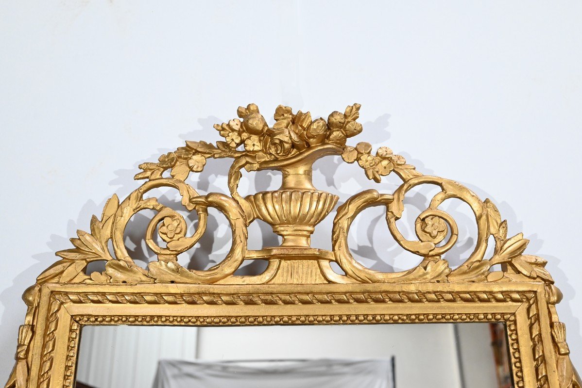 Miroir En Bois Doré, Style Louis XVI - 1ère Partie XIXe-photo-3