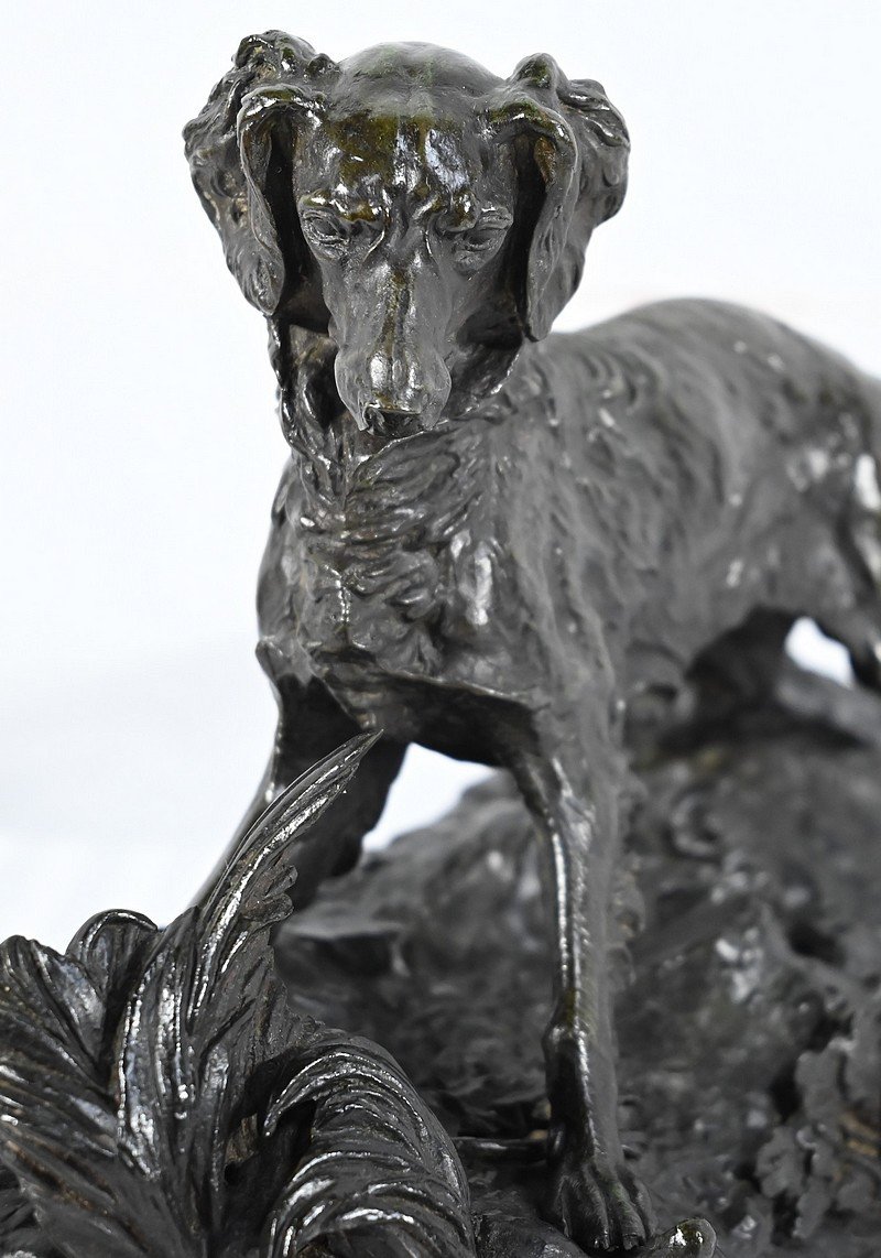 Bronze « Chien Epagneul », Signé P-j.mêne – Milieu XIXe-photo-3