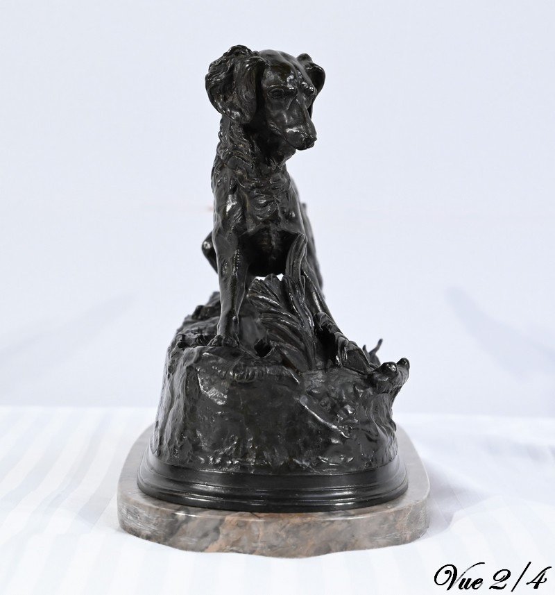 Bronze « Chien Epagneul », Signé P-j.mêne – Milieu XIXe-photo-1