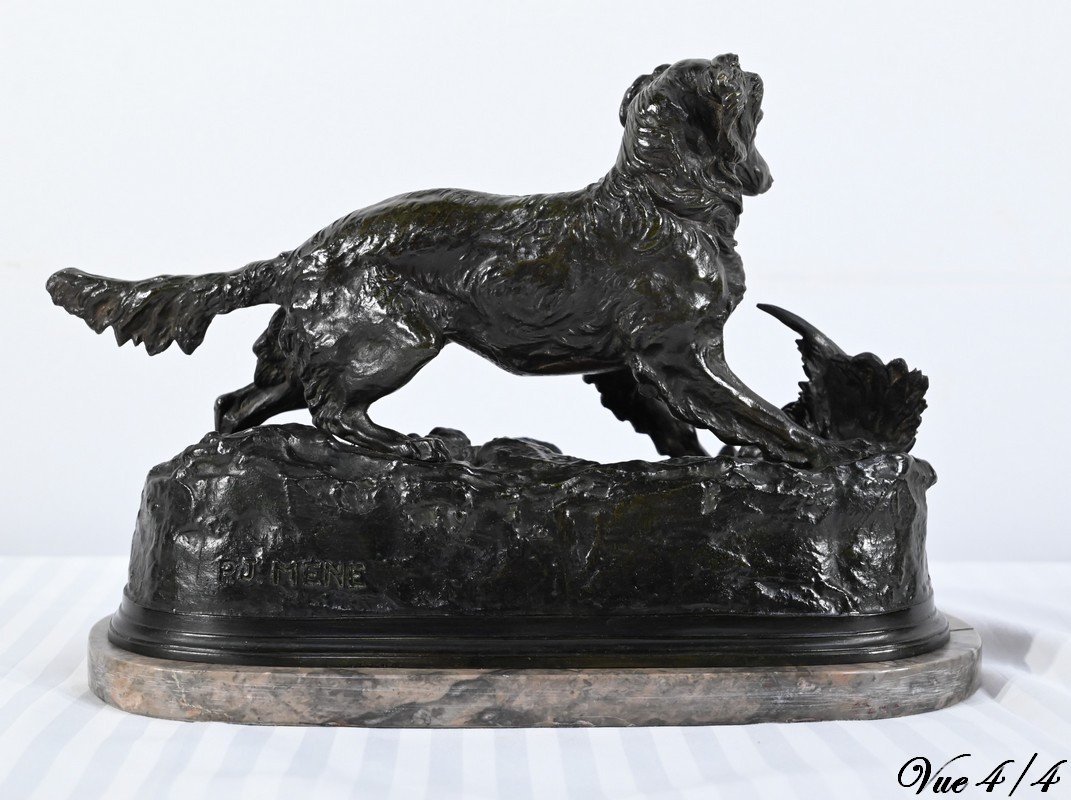 Bronze « Chien Epagneul », Signé P-j.mêne – Milieu XIXe-photo-5