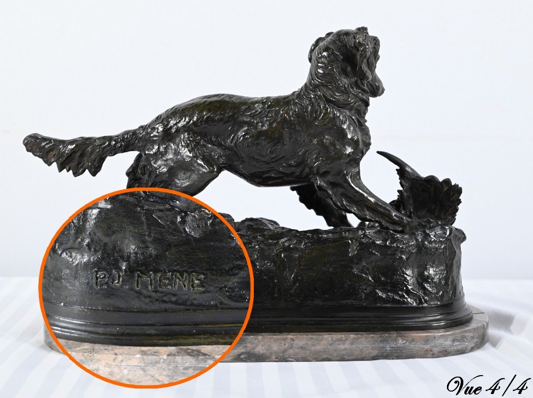 Bronze « Chien Epagneul », Signé P-j.mêne – Milieu XIXe-photo-7