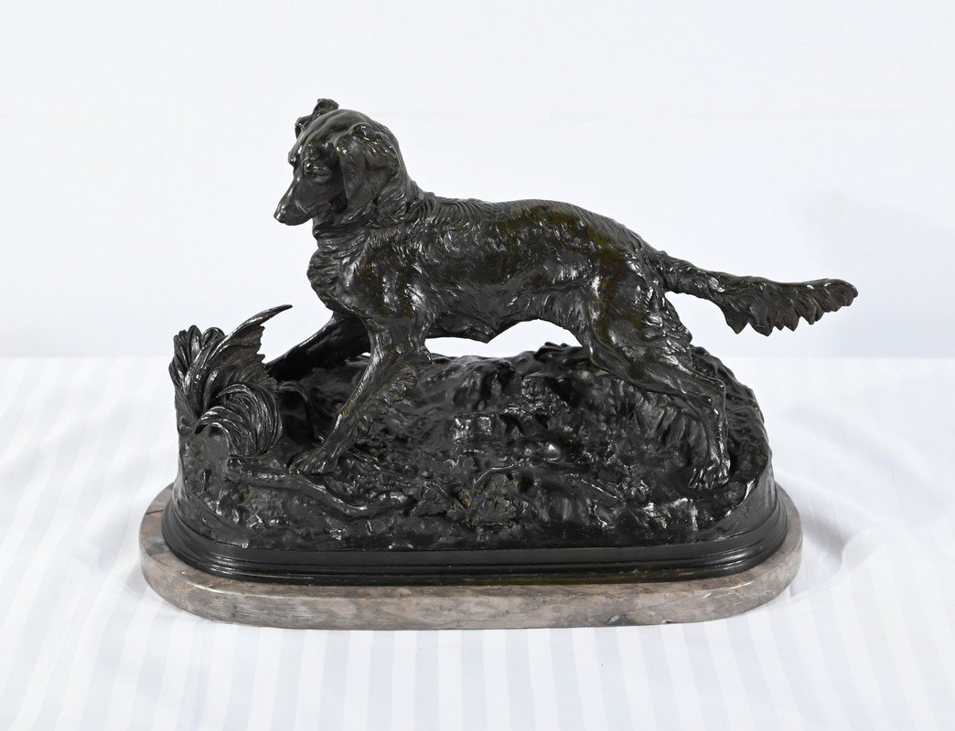 Bronze “spaniel Dog”, Signed Pj.mêne – Mid 19th Century