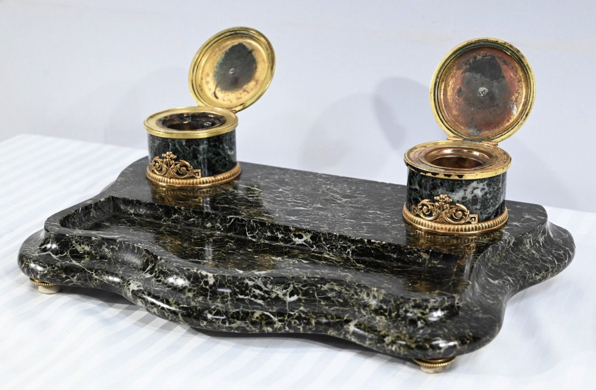 Inkwell In Marble And Bronze, Empire Style – 1st Part 19th-photo-2