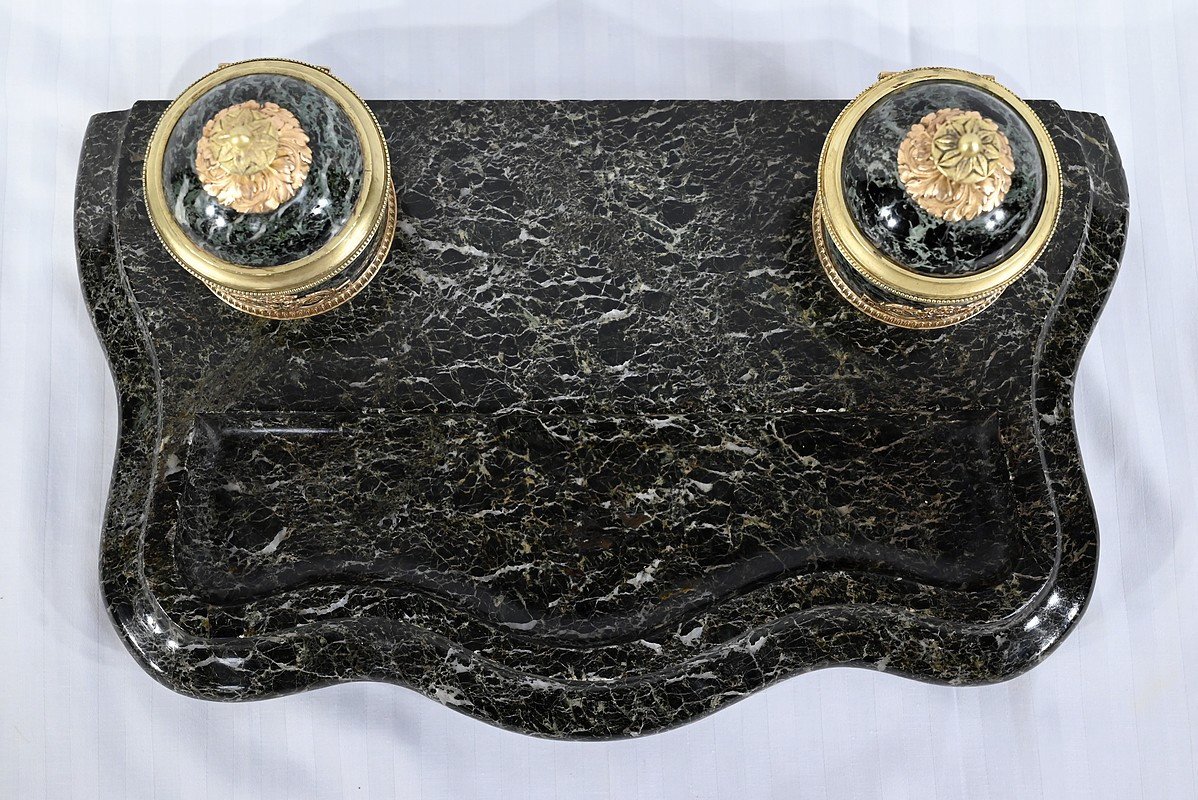 Inkwell In Marble And Bronze, Empire Style – 1st Part 19th-photo-3