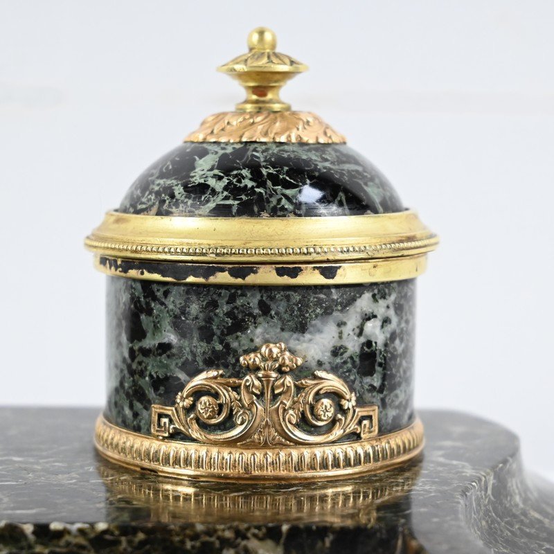 Inkwell In Marble And Bronze, Empire Style – 1st Part 19th-photo-1