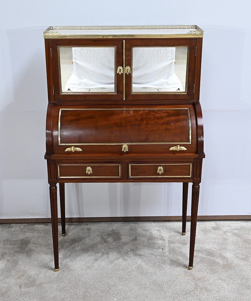 Small Louis XVI Style Cylinder Desk, Napoleon III Period – Mid-19th Century-photo-2