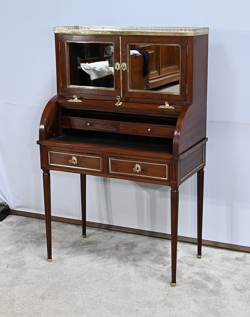 Small Louis XVI Style Cylinder Desk, Napoleon III Period – Mid-19th Century-photo-3